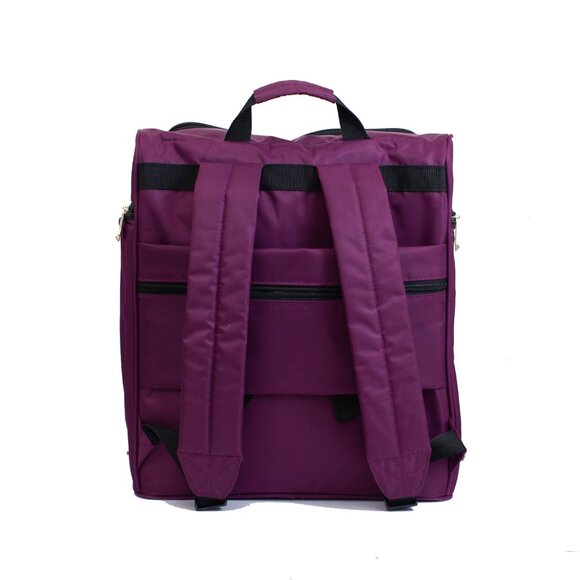 Samantha Brown Burgundy Travel Backpack Laptop Bag Organizer Croc Trim
